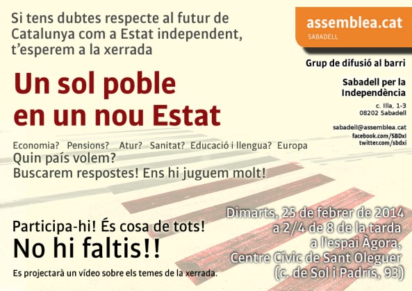 Cartell de l'acte al Centre Cívic de Sant Oleguer